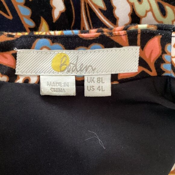 Boden Black Floral Paisley Jersey Knit Dress Women’s 4L Long Sleeve - Picture 9 of 12